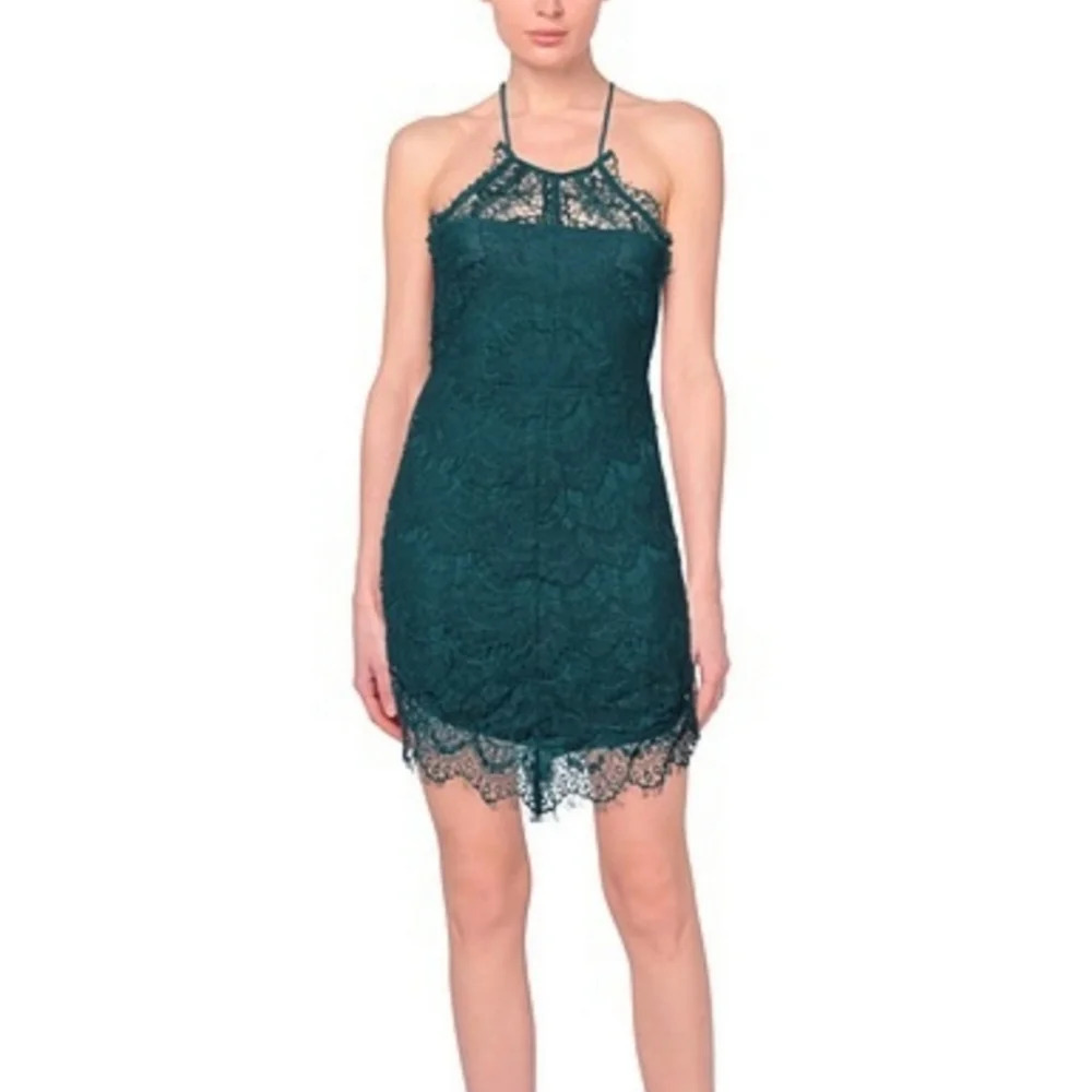 Free People Intimately Womans Macrame Mini Dress in Deep Jade‎ Size XS